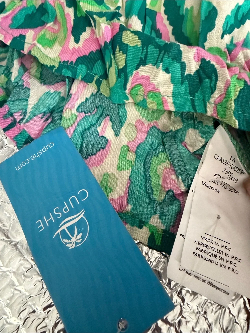 Cupshe Green & Pink Abstract Print Women's Swim Cover-Up Dress - Picture 6 of 6